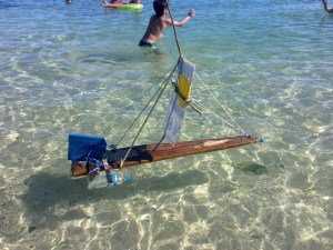 Flotsam rubbish sailing boats