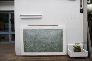 recycled timber work bench